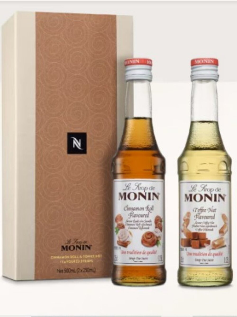 Nespresso x MONIN Coffee Syrup Kit; Cinnamon Roll & Toffee Nut Syrup, BNIB